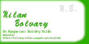 milan bolvary business card